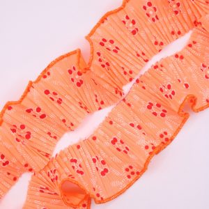 Plisado tira popelina Salmón floral